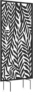 Outsunny Panneau Brise Vue décoratif Extérieur, Claustra Décoratif Jardin à Motif découpé en Feuilles, Paravent Extérieur avec Cadre en Métal, 130 x 65 cm, Noir