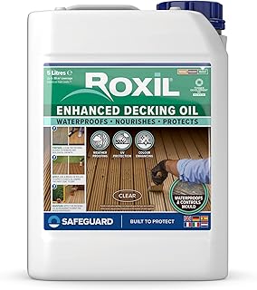 Roxil Saturateur Bois Extérieur 5L – Huile Incolore – Protection UV & Intempéries – Nourrit & Protège le Bois – Rendement 30m²