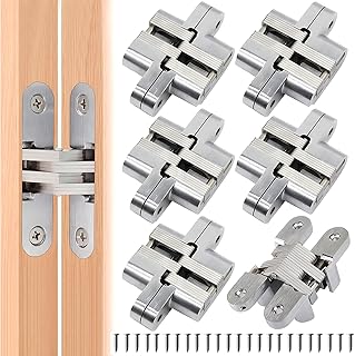6 pièces Pliante Charnière cachée Croix Armoire Cintrées, Fermeture Charnière Invisible, Meubles Porte Coin Plié en Acier Installation Facile pour Porte Placard Meubles