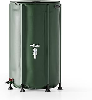 Wiltec Récupérateur Eau de Pluie Pliable 250 litres, citerne Souple en PVC avec Fermeture éclair, Robinet et Couvercle, réservoir Irrigation Jardin