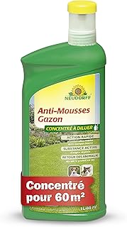 Neudorff Anti-Mousses Gazon Concentré – Détruit la mousse dans le gazon avec des effets rapides et visibles en quelques heures, 1 litre