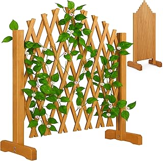 Treillage Jardin 180x107cm Support Plantes grimpantes en Bois Brise-Vue Pliable Clôture de Jardin Treillis Extensible