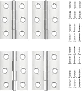 4 Pièces Charniere Porte,Charniere Inox,Charnière Invisible,Charnière plate,Porte Placard/Petites Portes/Tiroirs/Fenêtres/Pianos/Coffret à Bijoux Armoires de Quincaillerie de Meubles de Maison